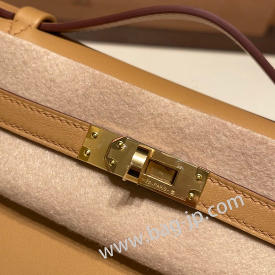 エルメス ポシェットケリー kelly pochette  swift スイフト ビスキュイ 4B /Biscuit  ゴールド金具 Pochette--041 全手縫い