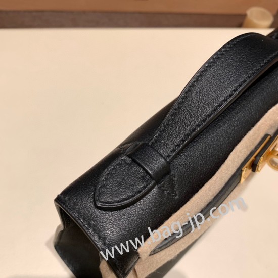 エルメス ポシェットケリー kelly pochette  swift スイフト ブラック 89/ Black (Noir) ゴールド金具 Pochette--042 全手縫い