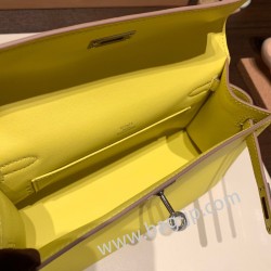 エルメス ポシェットケリー kelly pochette  swift スイフト ライム 9R/ Lime シルバー金具 Pochette--048 全手縫い