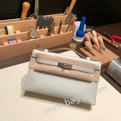 エルメス ポシェットケリー kelly pochette  swift スイフト パールグレー 80 /Pearl Grey シルバー金具 Pochette--058 全手縫い