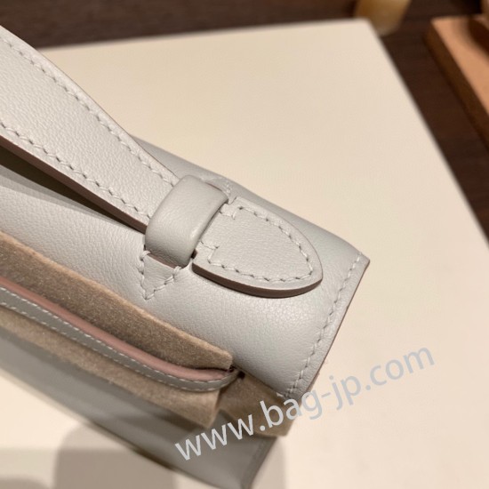 エルメス ポシェットケリー kelly pochette  swift スイフト パールグレー 80 /Pearl Grey シルバー金具 Pochette--058 全手縫い