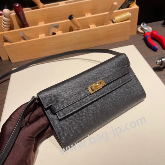 ケリーロング トゥー・ゴー Kelly to go  ヴォーエプソン epsom  89/Black (Noir) ブラック ゴールド金具   kellyto-042 全手縫い