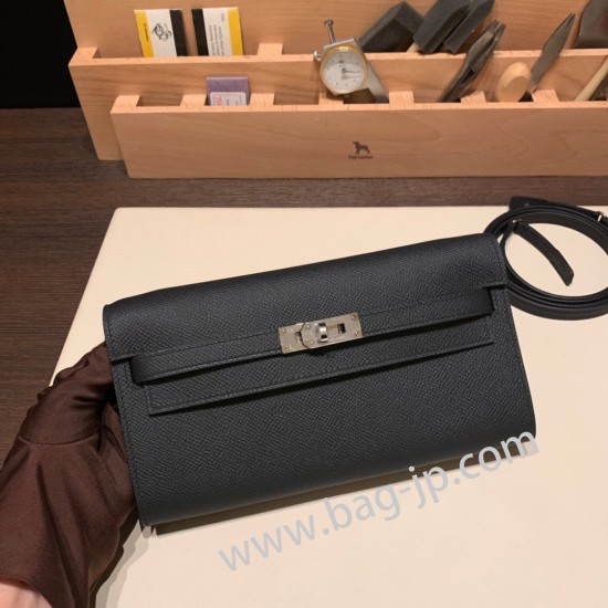 ケリーロング トゥー・ゴー Kelly to go  ヴォーエプソン epsom  89/Black (Noir) ブラック シルバー金具  kellyto-056 全手縫い