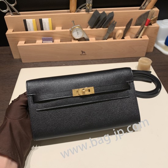 ケリーロング トゥー・ゴー Kelly to go  ヴォーエプソン epsom  89/Black (Noir) ブラック ゴールド金具   kellyto-064 全手縫い