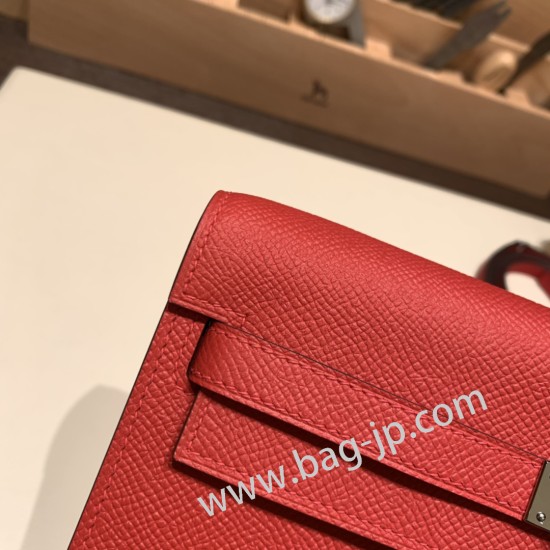 ケリーロング トゥー・ゴー Kelly to go  ヴォーエプソン epsom  S3/Rouge Cœur  ルージュクー シルバー金具  kellyto-067 全手縫い