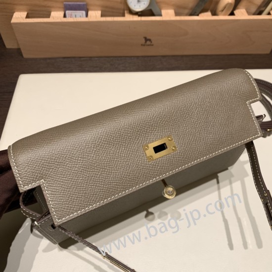 ケリーロング トゥー・ゴー Kelly to go  ヴォーエプソン epsom  8C/Elephant Grey グリエレファント ゴールド金具   kellyto-068 全手縫い