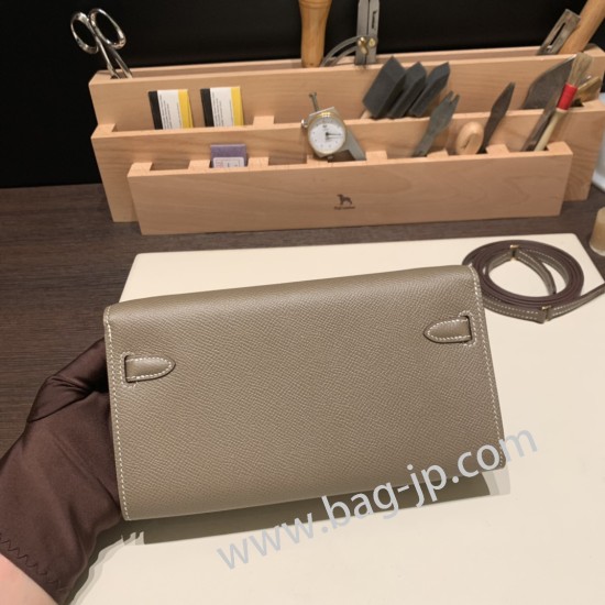 ケリーロング トゥー・ゴー Kelly to go  ヴォーエプソン epsom  8C/Elephant Grey グリエレファント ゴールド金具   kellyto-068 全手縫い