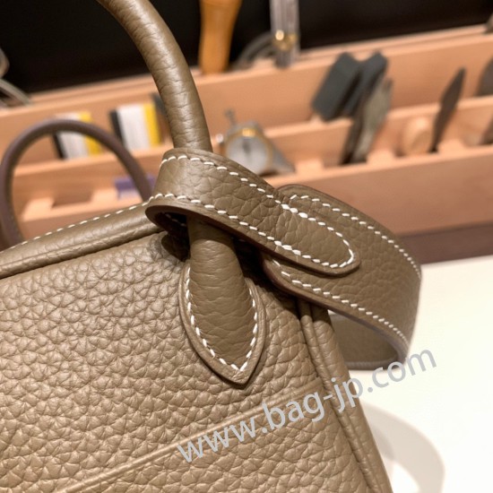 エルメス リンディミニ19 Mini Lindy Clemence トリヨンクレマンス グリエレファント 8C /Elephant Grey   シルバー金具  lindymini-055 全手縫い