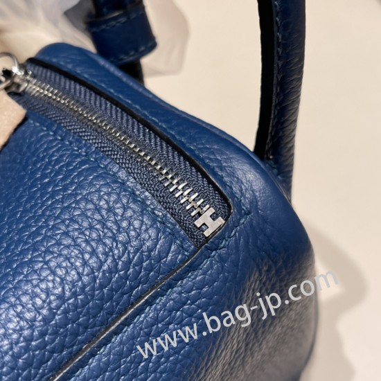 エルメス リンディミニ19 Mini Lindy Clemence トリヨンクレマンス ディープブルー S4 /Deep Blue   シルバー金具  lindymini-065 全手縫い