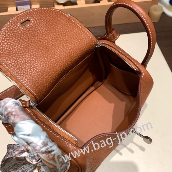 エルメス リンディミニ19 Mini Lindy Clemence トリヨンクレマンス ゴールド 37/ Gold   シルバー金具  lindymini-079 全手縫い