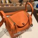 エルメス リンディミニ19 Mini Lindy Clemence トリヨンクレマンス オレンジ 93 /Orange   シルバー金具  lindymini-091 全手縫い