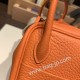 エルメス リンディミニ19 Mini Lindy Clemence トリヨンクレマンス オレンジ 93 /Orange   シルバー金具  lindymini-091 全手縫い