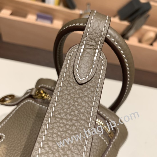 エルメス リンディミニ19 Mini Lindy Clemence トリヨンクレマンス エトゥープ18/Étoupe Grey  ゴールド金具  lindymini-093 全手縫い