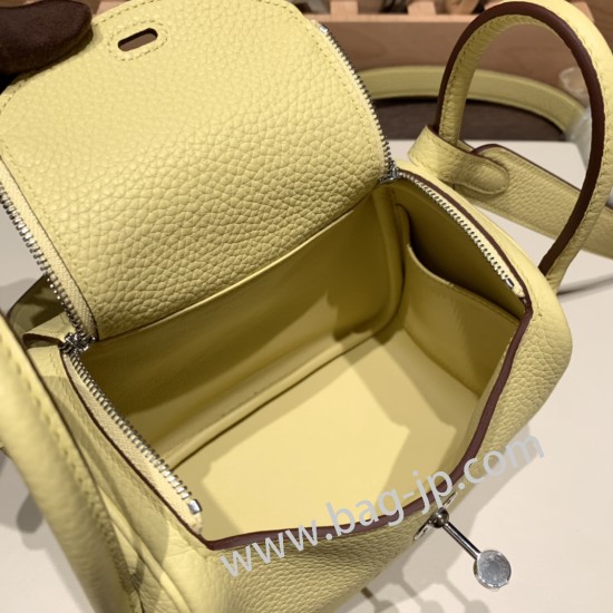 エルメス リンディミニ19 Mini Lindy Clemence トリヨンクレマンス ジョーヌプッサン 1Z /Jaune Poussin   シルバー金具  lindymini-101 全手縫い