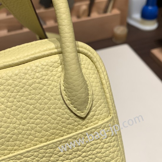 エルメス リンディミニ19 Mini Lindy Clemence トリヨンクレマンス ジョーヌプッサン 1Z /Jaune Poussin   シルバー金具  lindymini-101 全手縫い