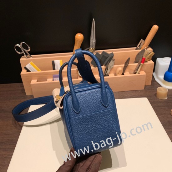 エルメス リンディミニ19 Mini Lindy Clemence トリヨンクレマンス ディープブルー S4 /Deep Blue  ゴールド金具  lindymini-107 全手縫い