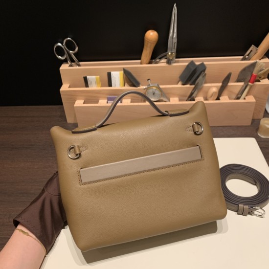 エルメス ケリー  21cm Mini2424 evercolor D0 /Beige de Weimar& 18 /Étoupe Grey シルバー金具 全手縫い