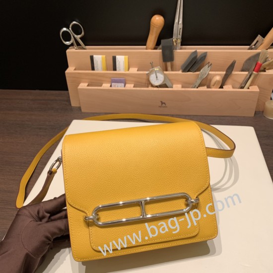 エルメス Roulis 19cm エバーカラー 9D/Jaune Ambre  ジョーヌアンブル シルバー金具  Roulis-036 全手縫い