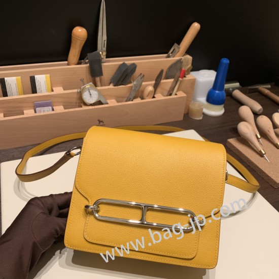 エルメス Roulis 19cm エバーカラー 9D/Jaune Ambre  ジョーヌアンブル シルバー金具  Roulis-036 全手縫い