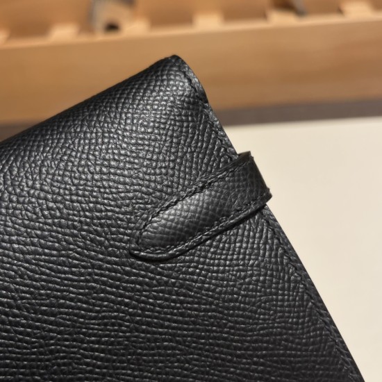 エルメス ケリーウォレット ロング ヴォーエプソン 89/Black (Noir) ブラック シルバー金具  wallet-009 全手縫い