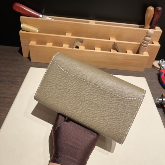 エルメス コンスタンス ロング ヴォーエプソン 18/Étoupe Greyエトゥープ ゴールド金具   wallet-031 全手縫い